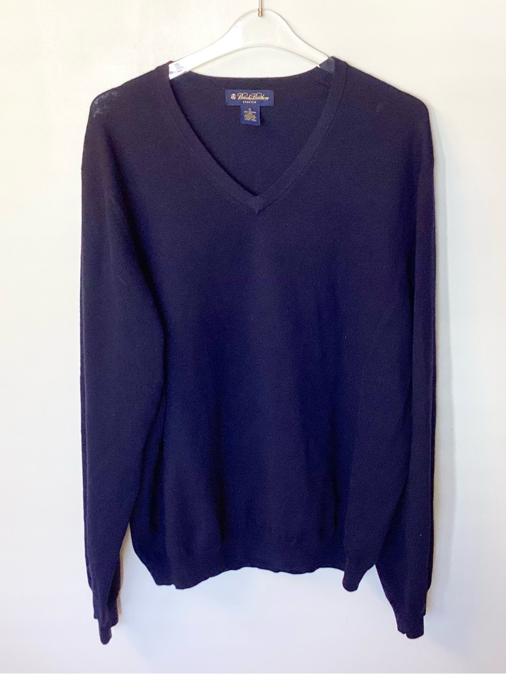 Brooks Brothers Merino Wool Blend V-Neck Sweater - Navy - XL